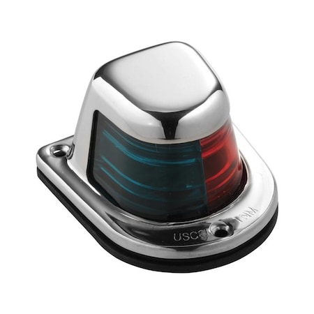Attwood 1-Mile Deck Mount, Bi-Color Red/Green Combo Sidelight-12V-SS Housing 66318-7
